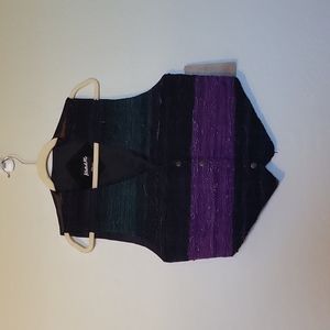 Katch Me Wude Striped Vest Woven Leather Vintage Western Retro Size Large